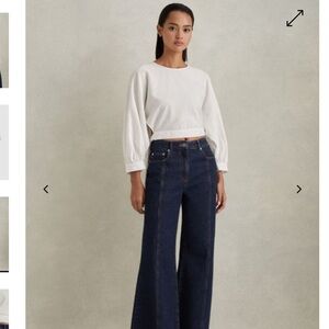 Reiss IMMY CROPPED BLOUSON SLEEVE TOP size 4 nwt